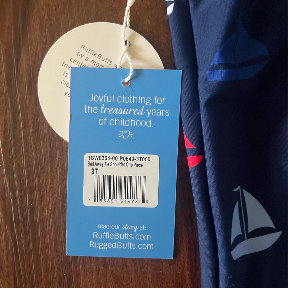 Ruffle Butts Navy One-Piece Swimsuit - Picture 3 of 3